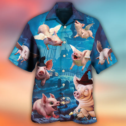 Halloween Pig Fly Pumpkin Scary - Hawaiian Shirt 
