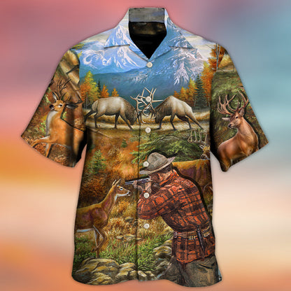 Hunting Deer Cool Art Style - Hawaiian Shirt 