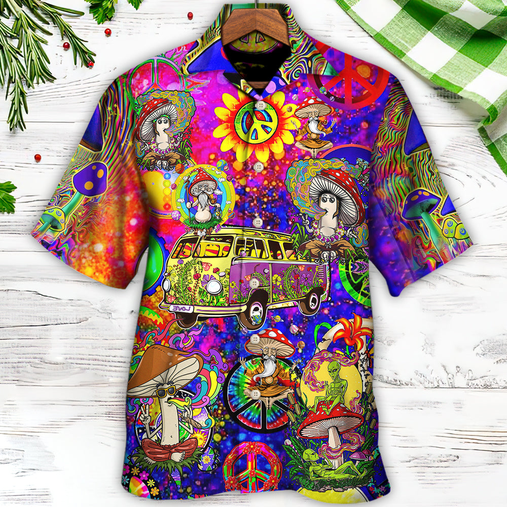 Hippie Mushroom Peace Life Be Hippie Amazing Style - Hawaiian Shirt 