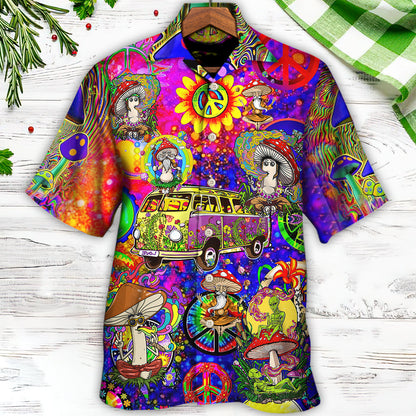Hippie Mushroom Peace Life Be Hippie Amazing Style - Hawaiian Shirt 