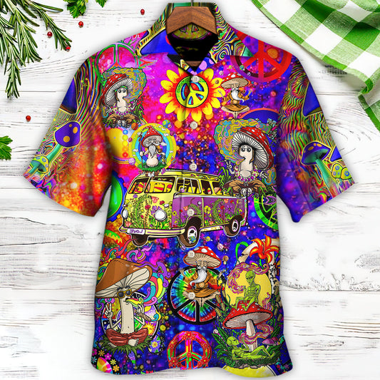 Hippie Mushroom Peace Life Be Hippie Amazing Style - Hawaiian Shirt 