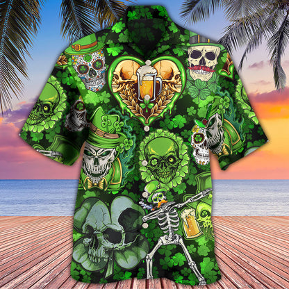 Skull St Patricks Day Art - Hawaiian Shirt 