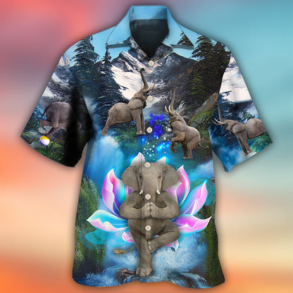 Elephant Yoga Pose On The Waterfall - Hawaiian Shirt 