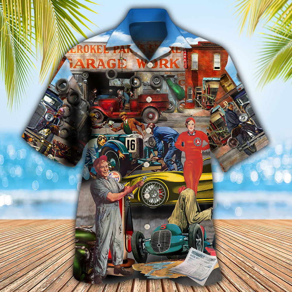Auto Mechanic Retro Car - Hawaiian Shirt 