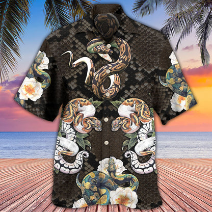 Snake Ball Python Flower Tropical - Hawaiian Shirt 