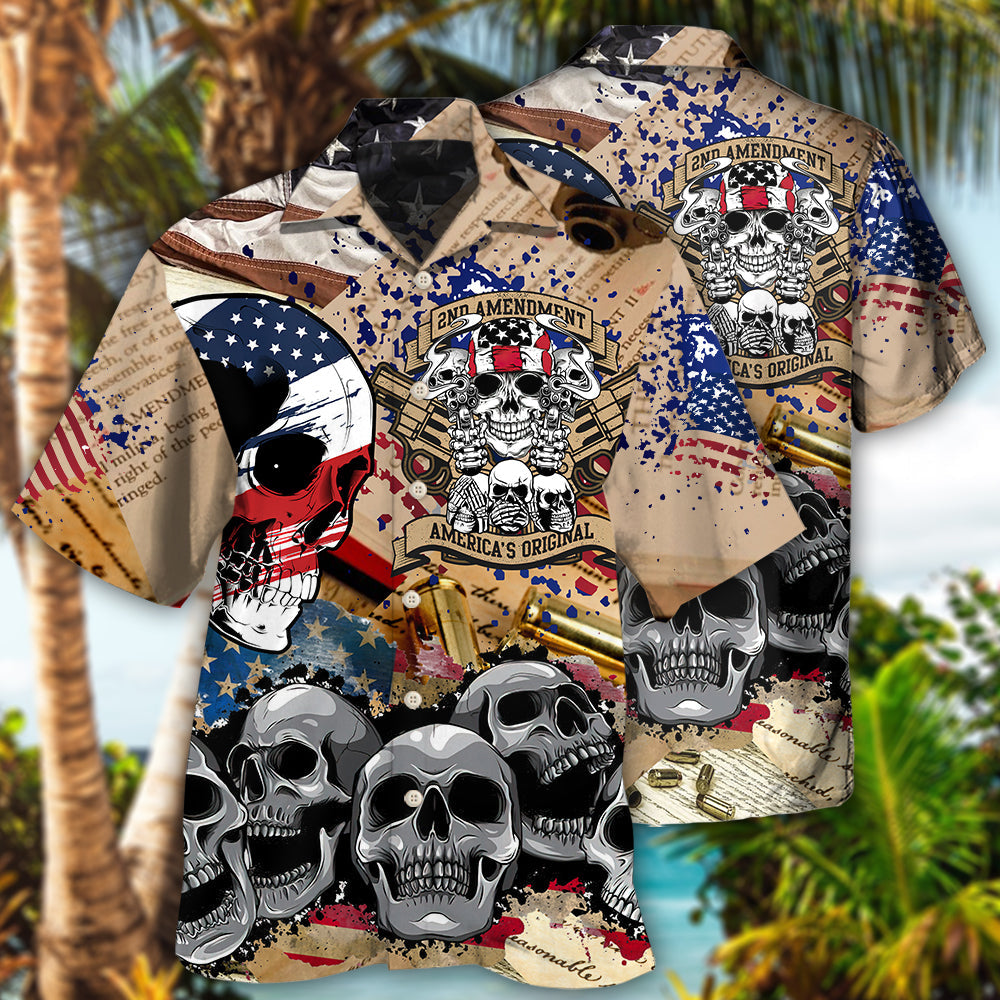 America 2nd Amendment Skull - Hawaiian Shirt 