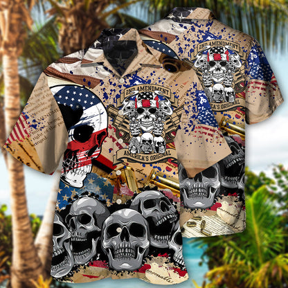 America 2nd Amendment Skull - Hawaiian Shirt 