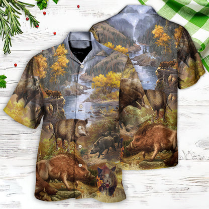 Boar Animals Wild Boar Hog Hunters Do It All Night Long - Hawaiian Shirt 