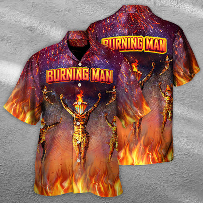 Music Event Burning Man Built To Burn Burning Man - Hawaiian Shirt 