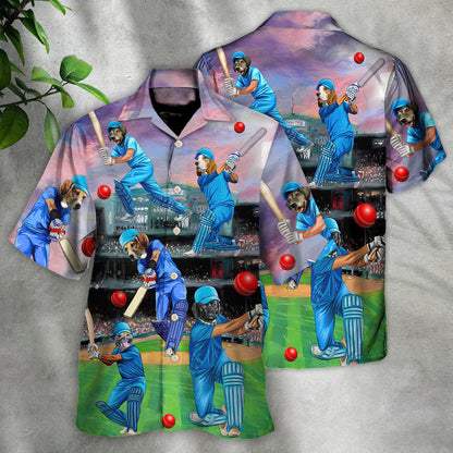 Dog Love Cricket Funny Lover Cricket And Dog - Hawaiian Shirt 