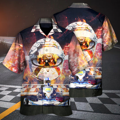 Kart Racing Skull Fire Faster And Faster - Hawaiian Shirt 