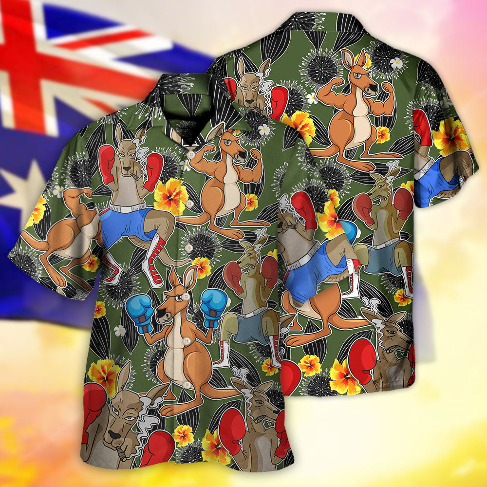 Kangaroo Boxing Tropical Vibe Funny Art - Hawaiian Shirt 