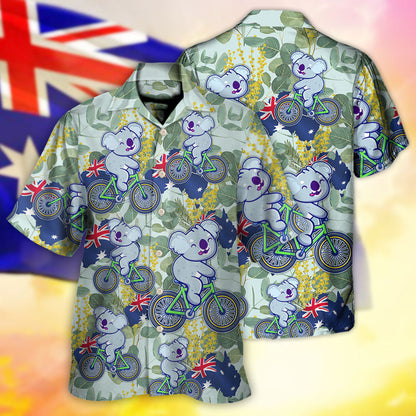 Koala Australia Ride Cycling Art - Hawaiian Shirt 