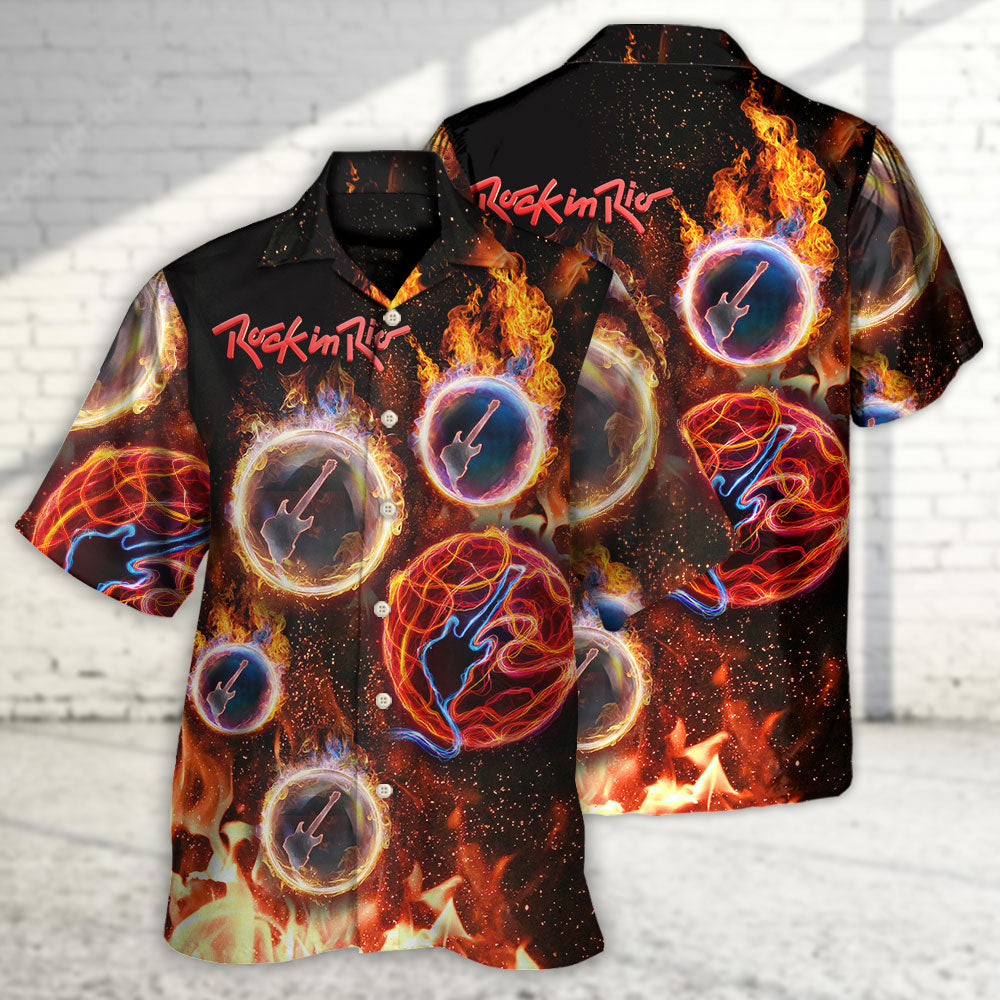 Rock In Rio With Fire Music Lover Amazing Style - Hawaiian Shirt 