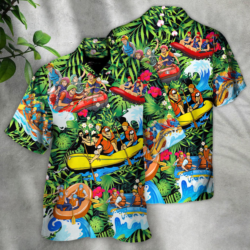 Water Rafting Lover Style Flower Tropical - Hawaiian Shirt 