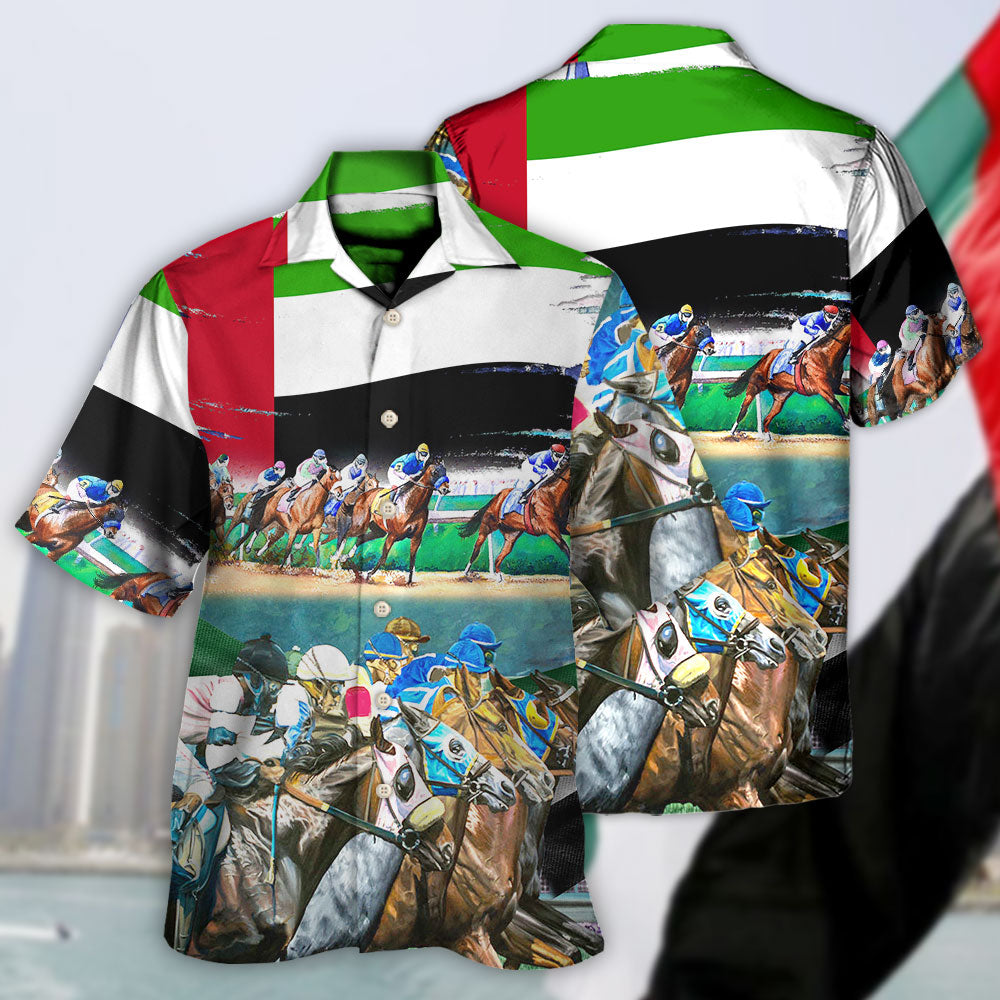 Horse UAE Flag Horse Racing Amazing Seat Lover - Hawaiian Shirt 