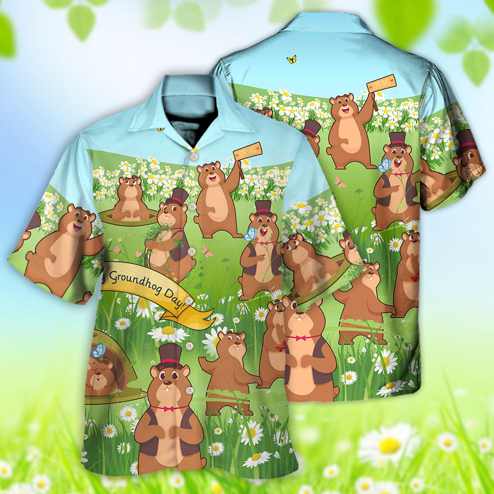 Groundhog Day Grass Flowers - Hawaiian Shirt 