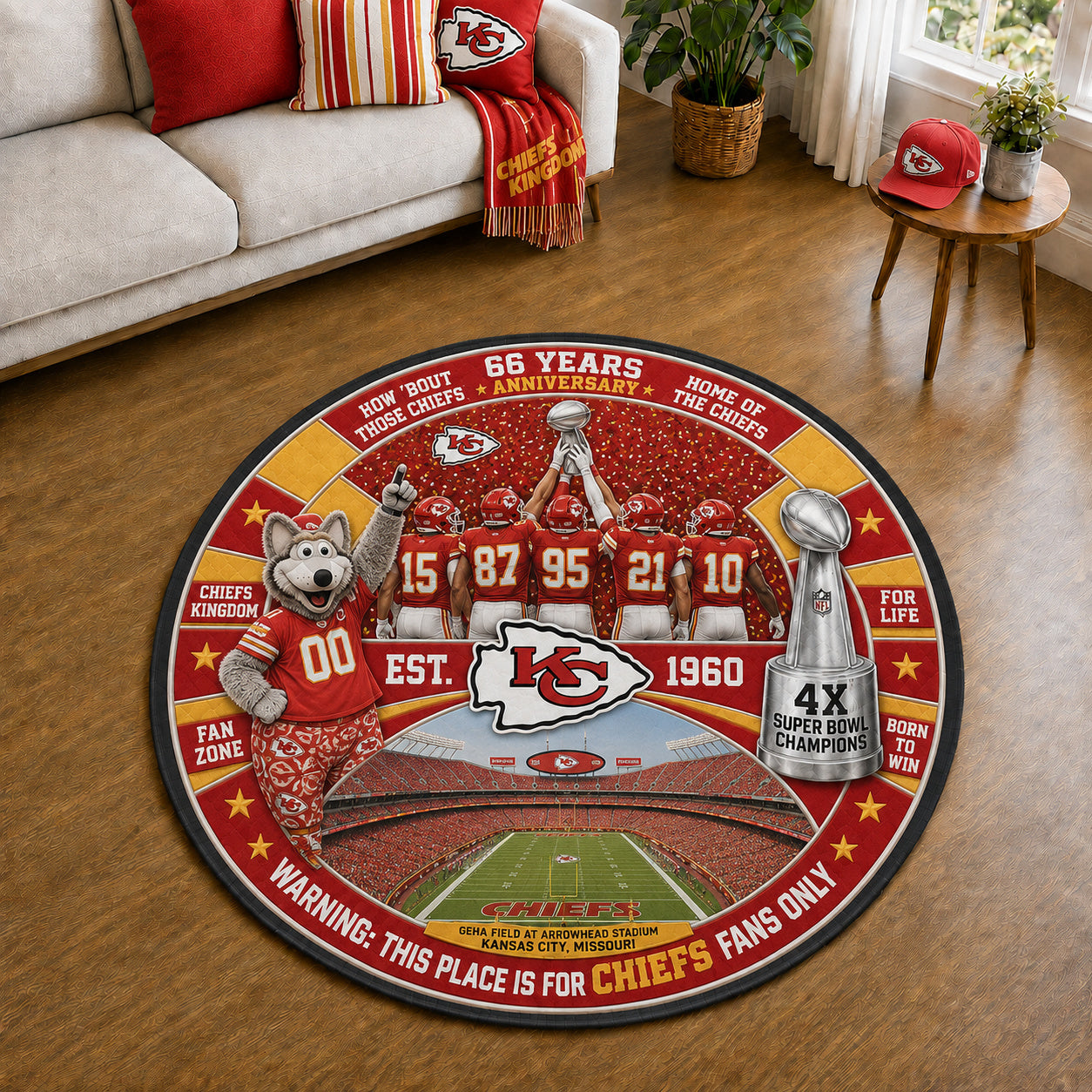All Football Teams Custom Print Premium Round Mat Washable – Personalized Round Mat