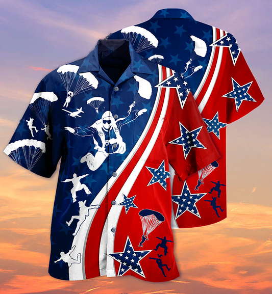 America Parachute Jump Cool - Hawaiian Shirt 