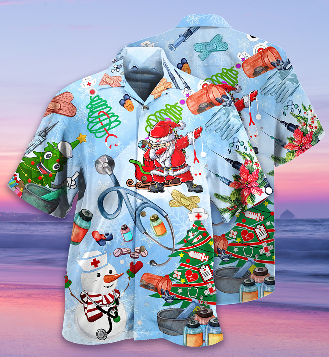 Nurse Love Xmas Tree - Hawaiian Shirt 