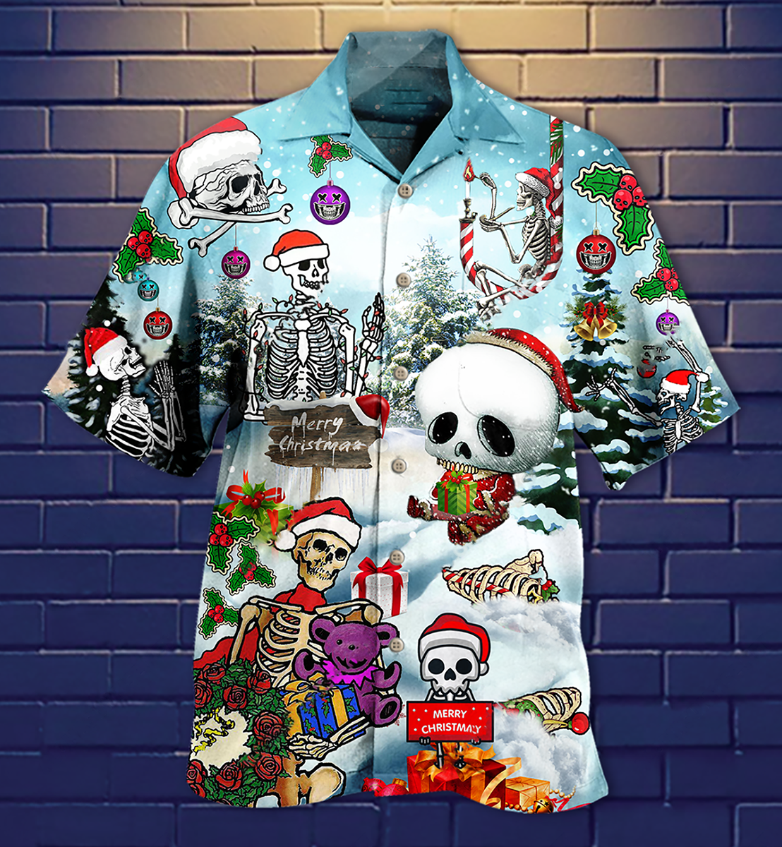 Skull Xmas Snow - Hawaiian Shirt 