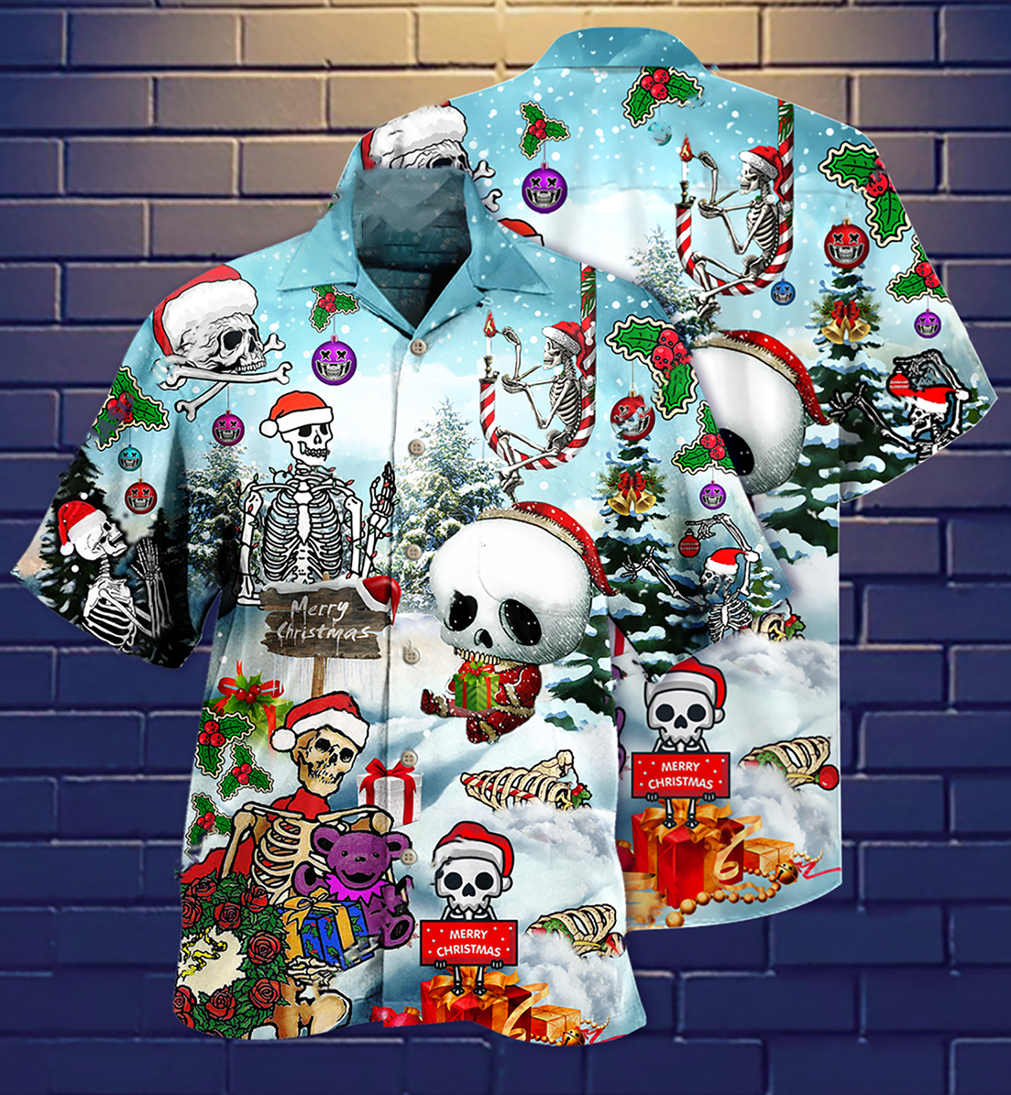 Skull Xmas Snow - Hawaiian Shirt 