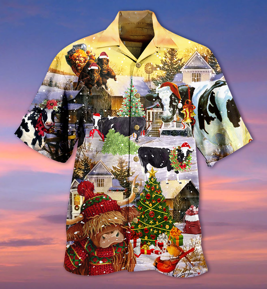 Cow Christmas Love Animals Love - Hawaiian Shirt 