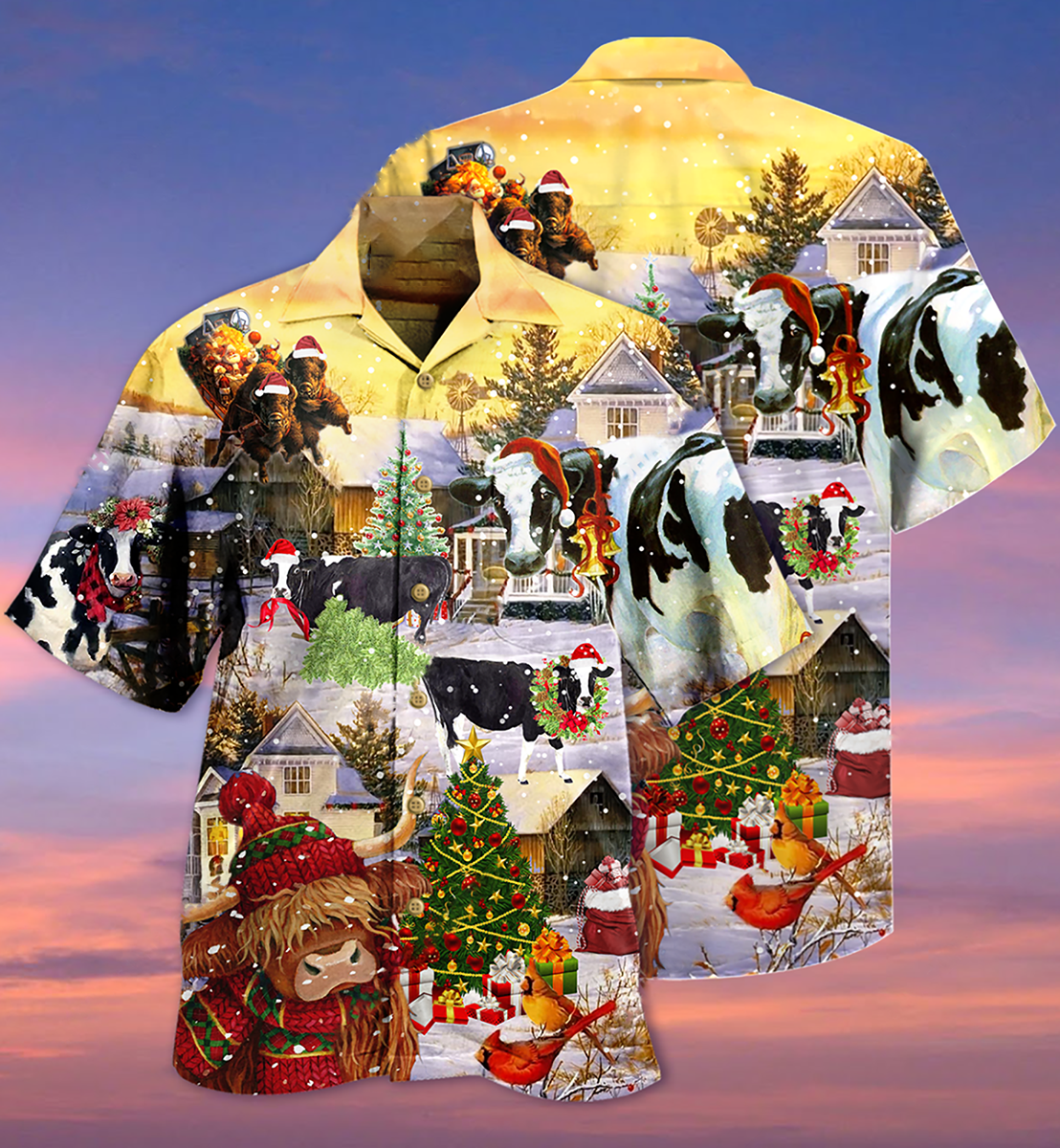 Cow Christmas Love Animals Love - Hawaiian Shirt 