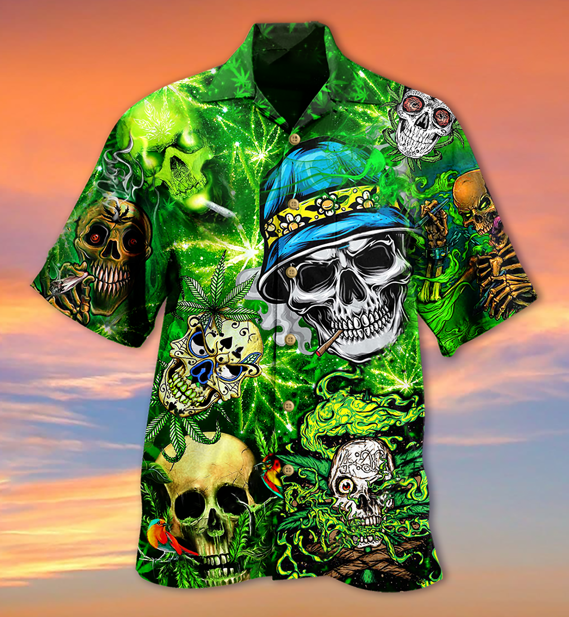 Skull Smile Love Green Cool - Hawaiian Shirt 