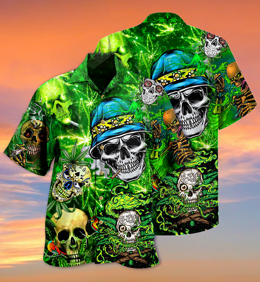 Skull Smile Love Green Cool - Hawaiian Shirt 