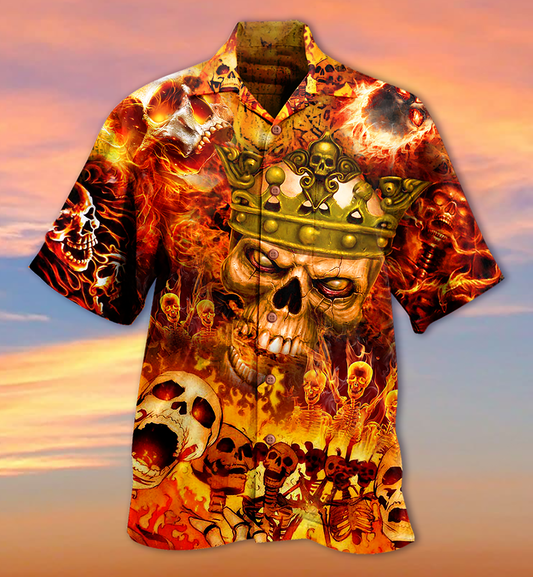 Skull King On Fire - Hawaiian Shirt 