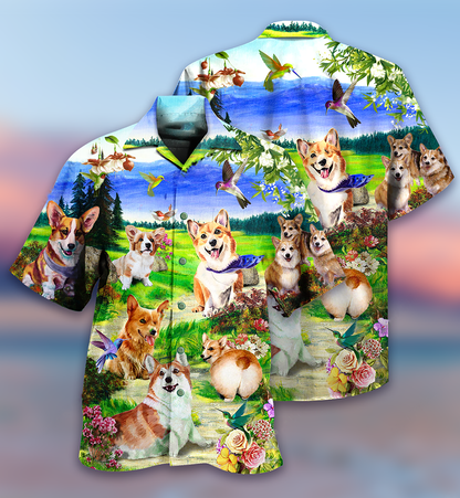 Corgi Dogs Love Blue Sky - Hawaiian Shirt 