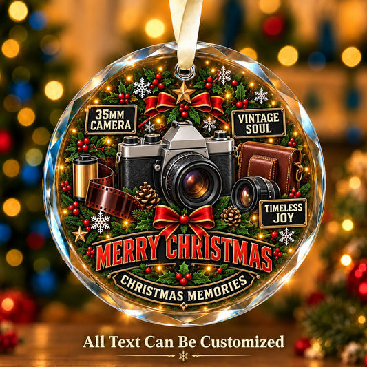 35mm Camera Personalized Glass Ornament | 5To9Vibe