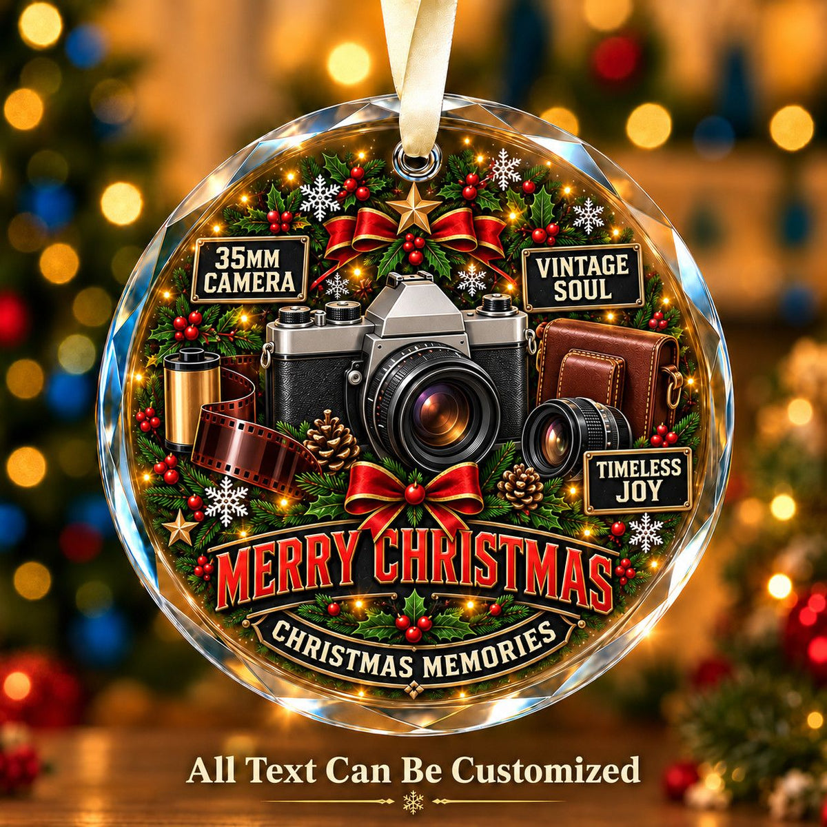 35mm Camera Personalized Glass Ornament | 5To9Vibe