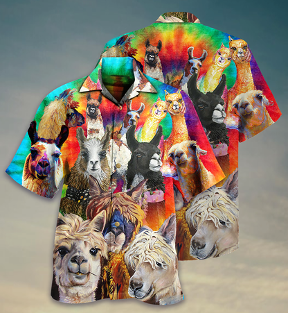 Lama Smile Happy Life - Hawaiian Shirt 