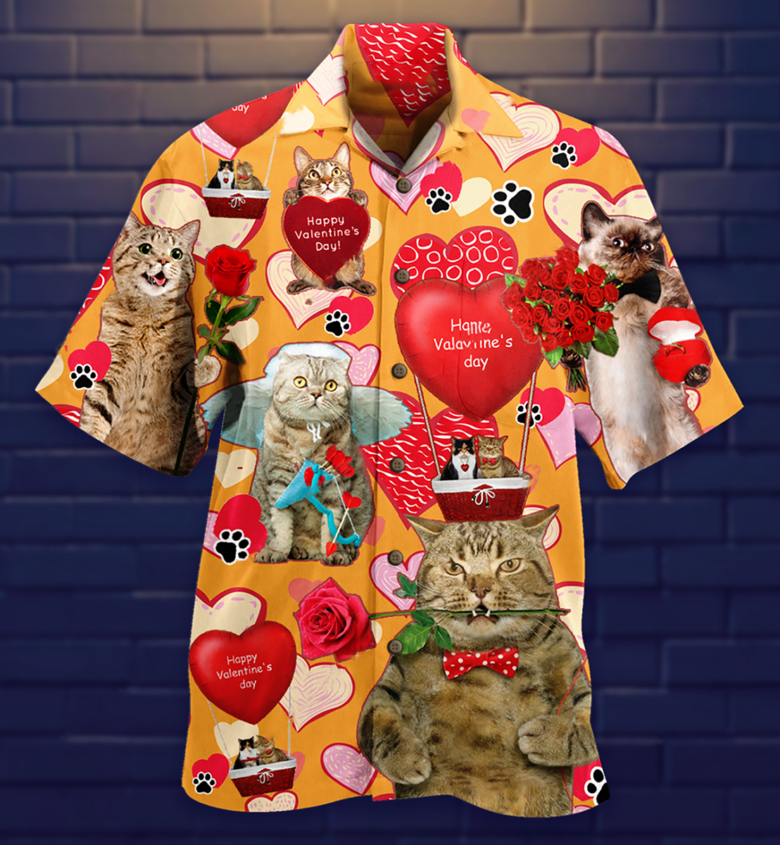 Cat Love You Forever Valentine - Hawaiian Shirt 