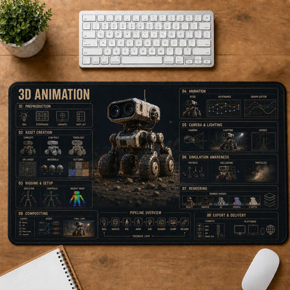 3D Animation Creative Reference Guide Desk Mat | 5To9Vibe