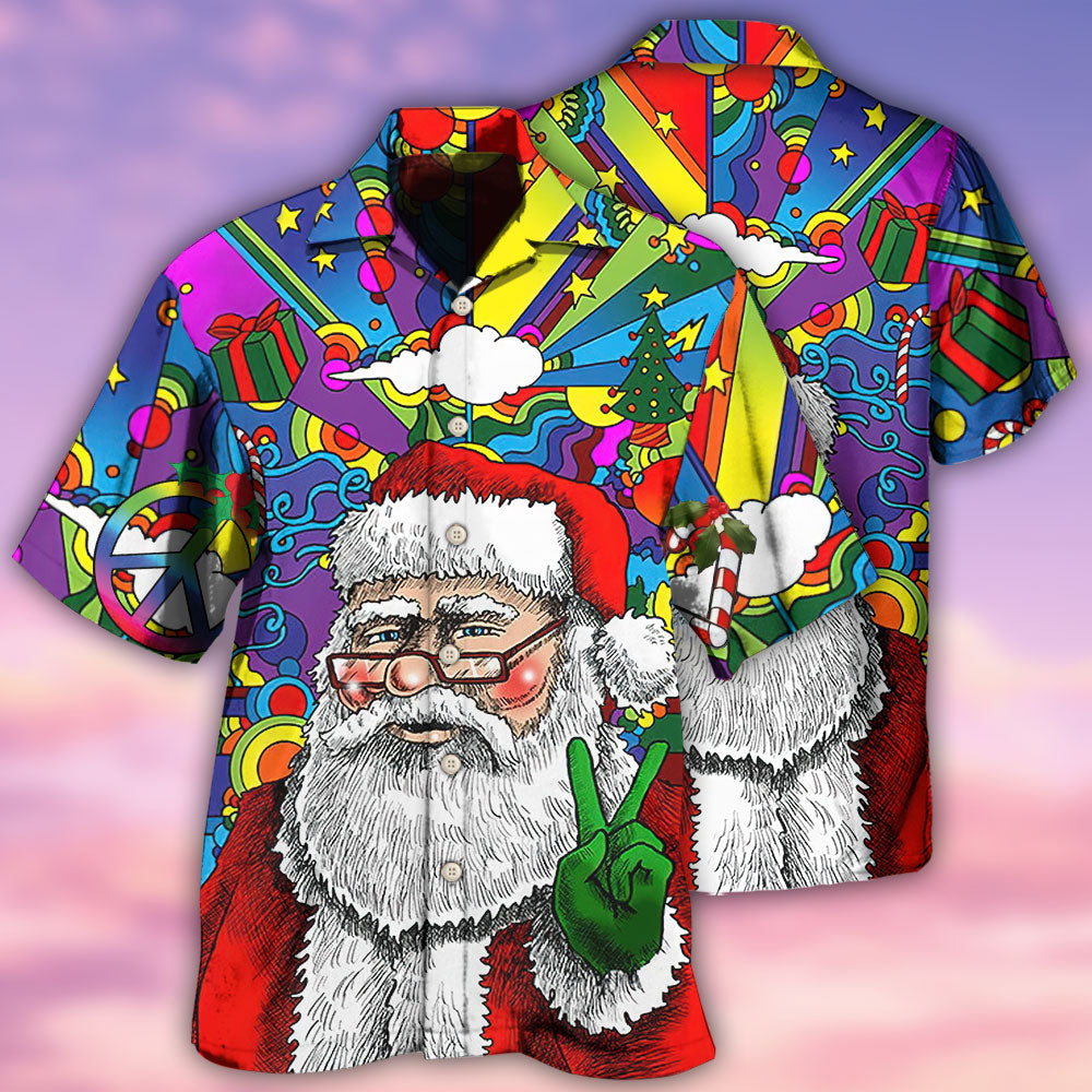 Hippie Funny Santa Claus Christmas - Hawaiian Shirt 