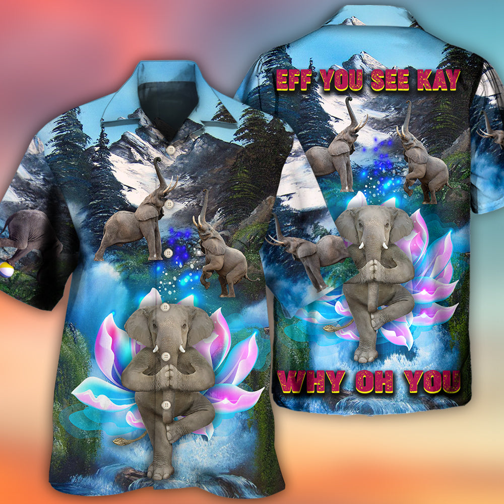 Elephant Yoga Pose On The Waterfall - Hawaiian Shirt 