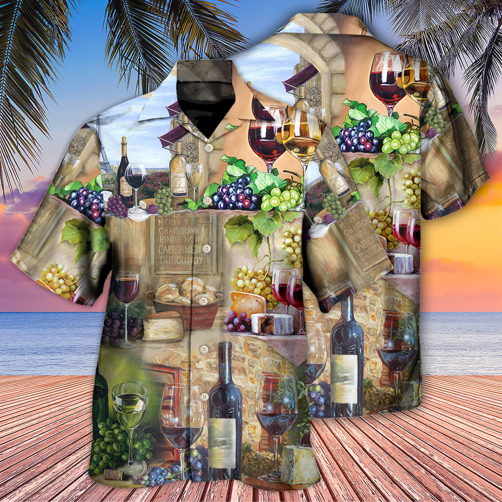 Wine Grape And Cheese Art - Hawaiian Shirt 