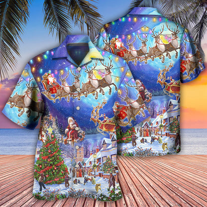 Christmas Santa Claus Snow Night Village - Hawaiian Shirt 