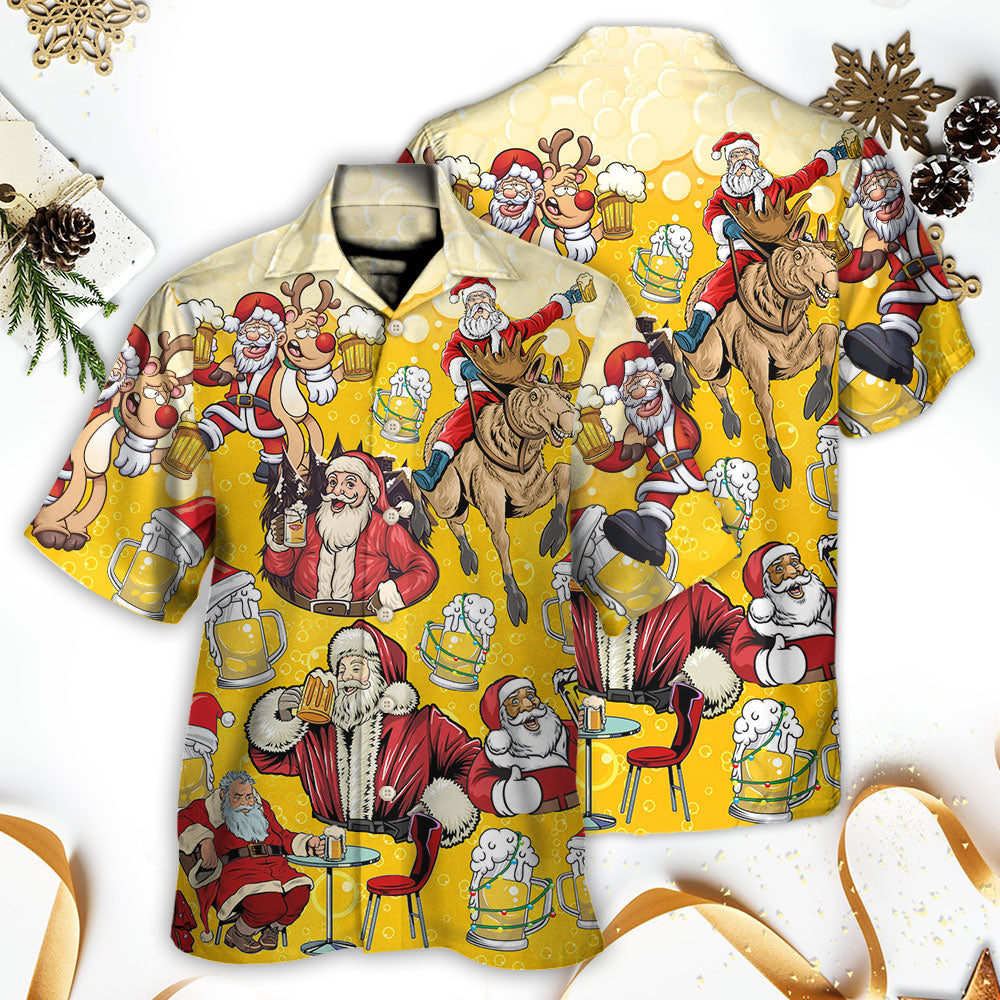 Beer Santa Funny Christmas Merry Xmas - Hawaiian Shirt 