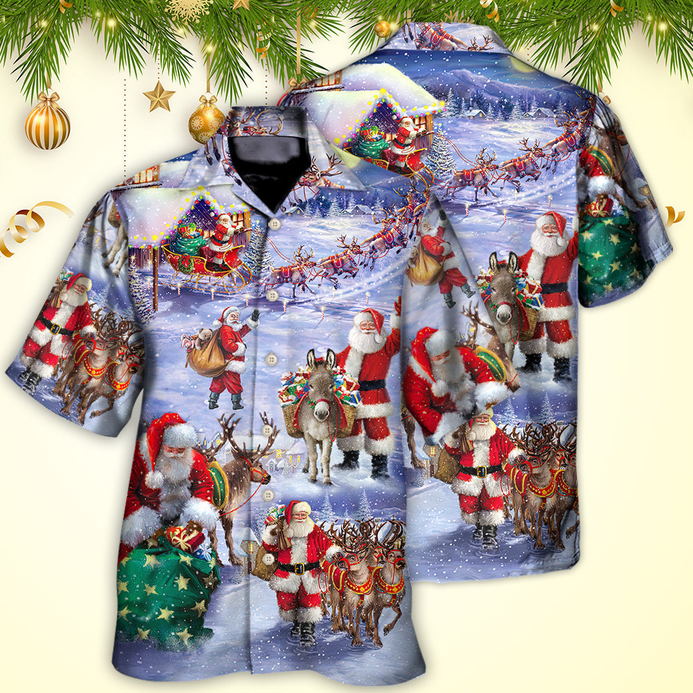 Christmas Santa Claus Story Night Gift For Xmas Painting Style - Hawaiian Shirt 
