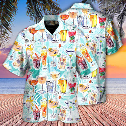 Wine Cocktail And Beach Tropical - Hawaiian Shirt 