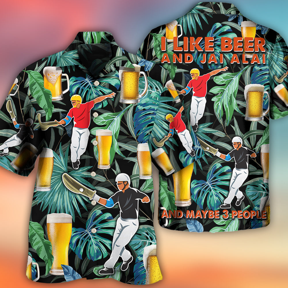 Beer And Jai Alai Tropical Pattern - Hawaiian Shirt 
