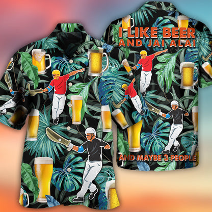 Beer And Jai Alai Tropical Pattern - Hawaiian Shirt 