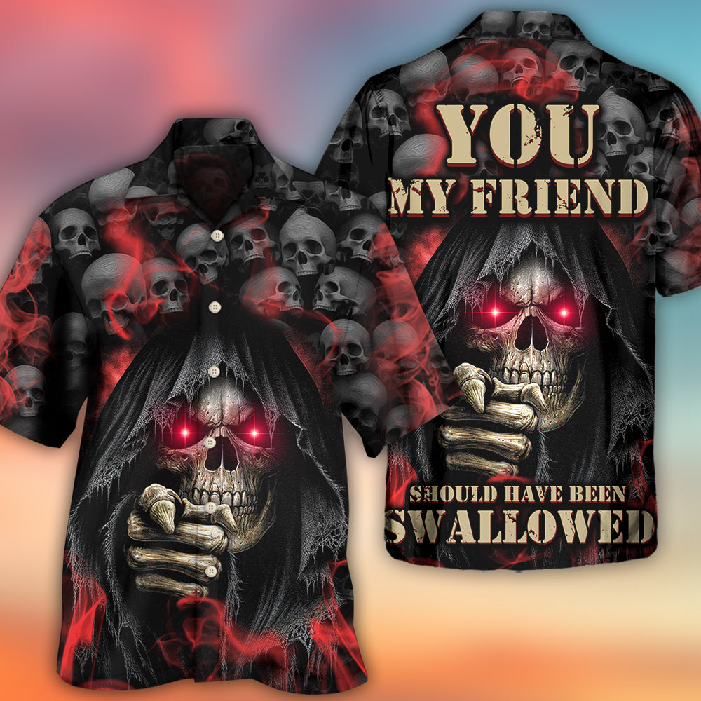 Skull Dark Red Smoke Lighting - Hawaiian Shirt 