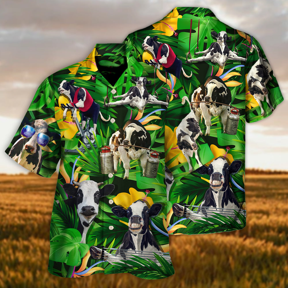 Cow Dancing And Play Funny Tropical Style - Hawaiian Shirt 