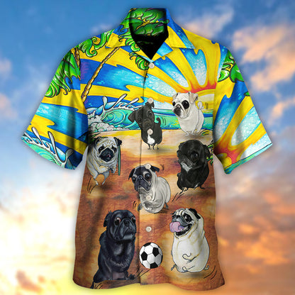 Soccer Beach Sports Pug Dog Beach - Hawaiian Shirt 