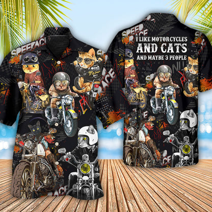 Motorcycle I Like Motocycles And Cats - Hawaiian Shirt 